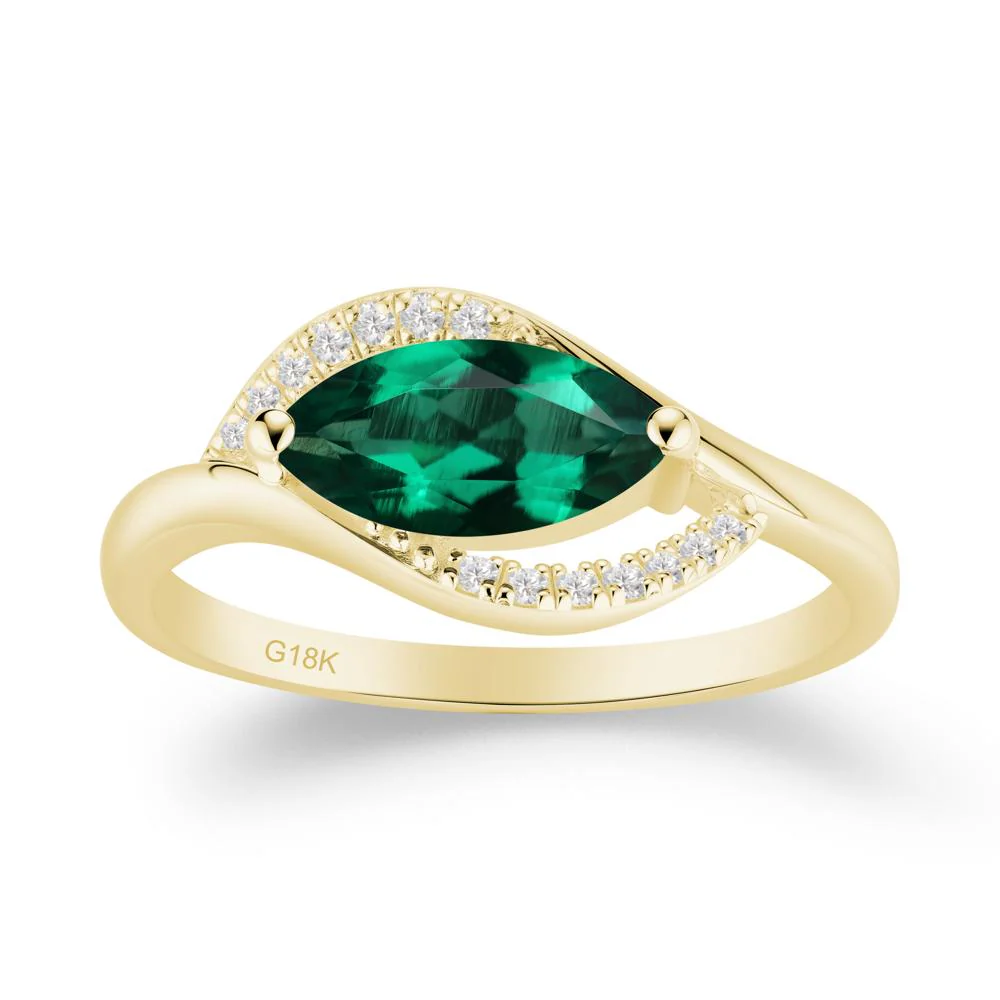 Leaf Inspired Marquise Cut Emerald Ring - Image 7