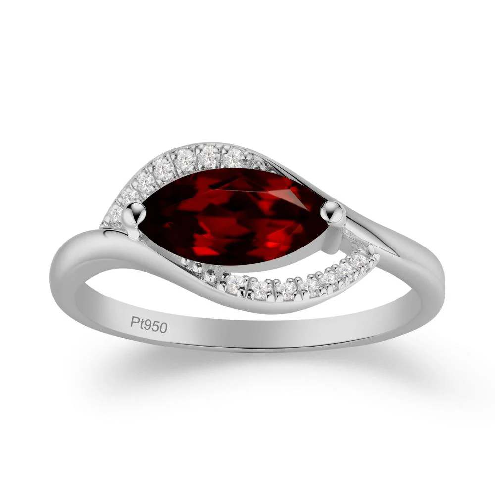 Leaf Inspired Marquise Cut Garnet Ring - Image 2