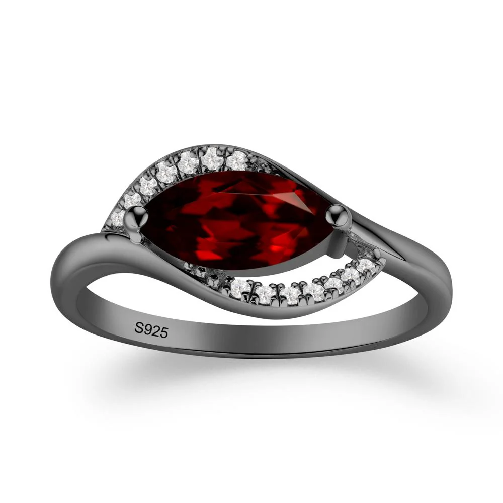 Leaf Inspired Marquise Cut Garnet Ring - Image 4