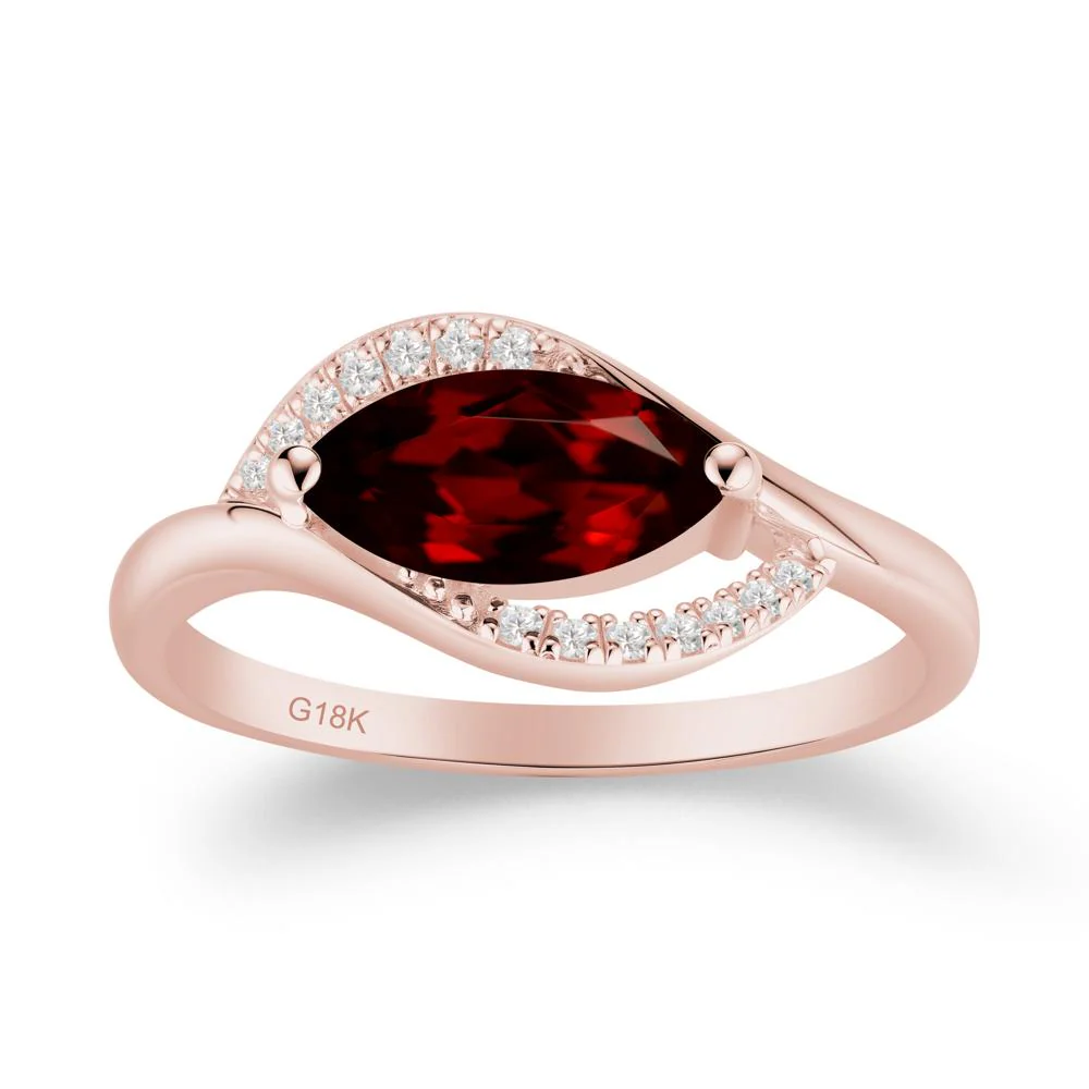 Leaf Inspired Marquise Cut Garnet Ring - Image 6
