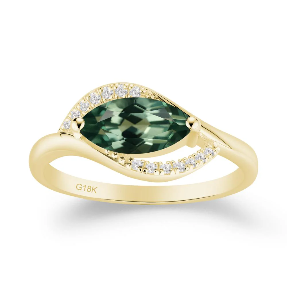 Leaf Inspired Marquise Cut Green Sapphire Ring - Image 4