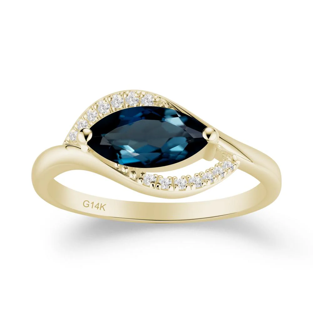 Leaf Inspired Marquise Cut London Blue Topaz Ring - Image 3