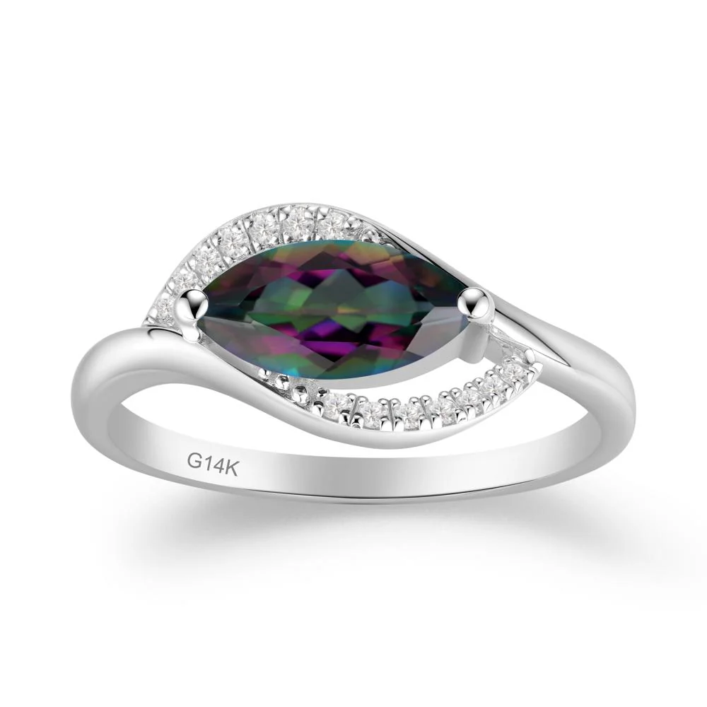 Leaf Inspired Marquise Cut Mystic Topaz Ring - Image 3