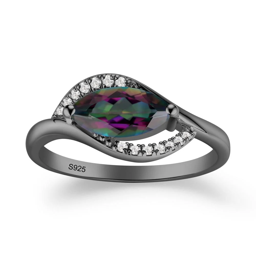 Leaf Inspired Marquise Cut Mystic Topaz Ring - Image 5