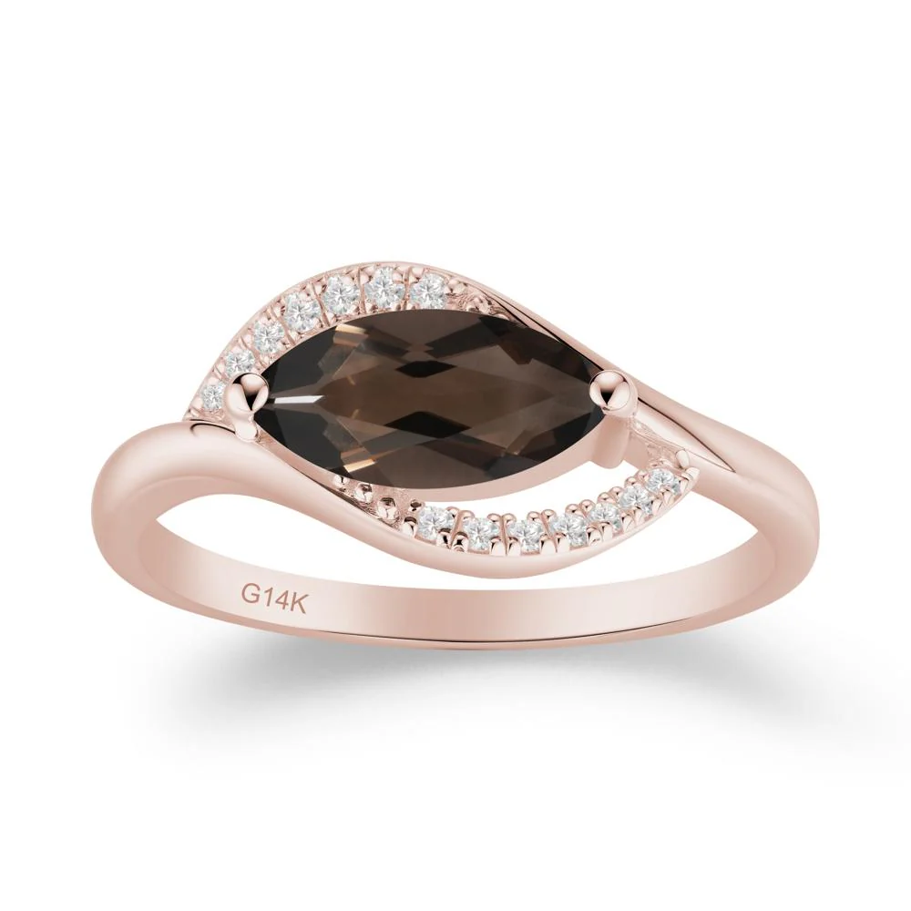 Leaf Inspired Marquise Cut Smoky Quartz Ring