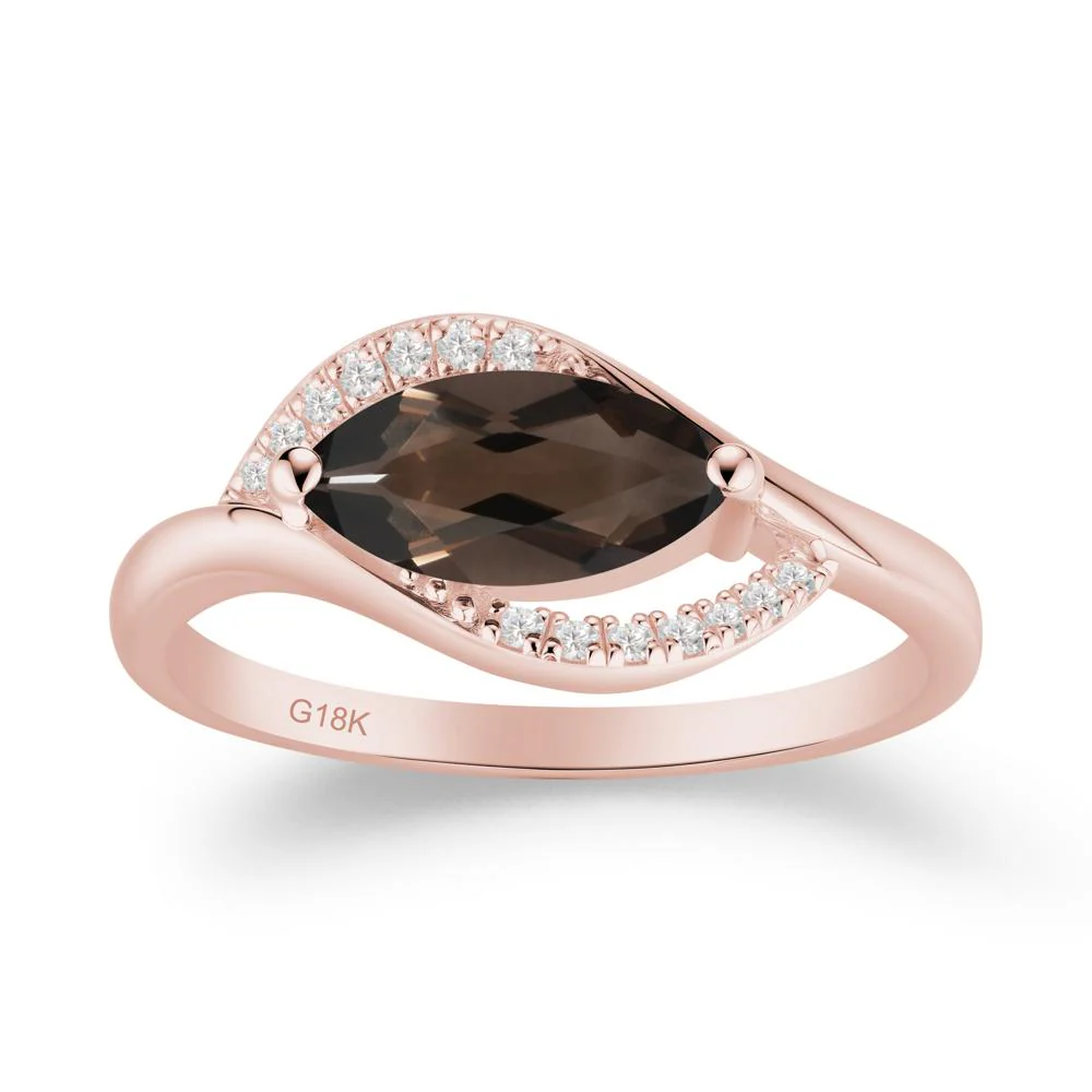 Leaf Inspired Marquise Cut Smoky Quartz Ring - Image 2