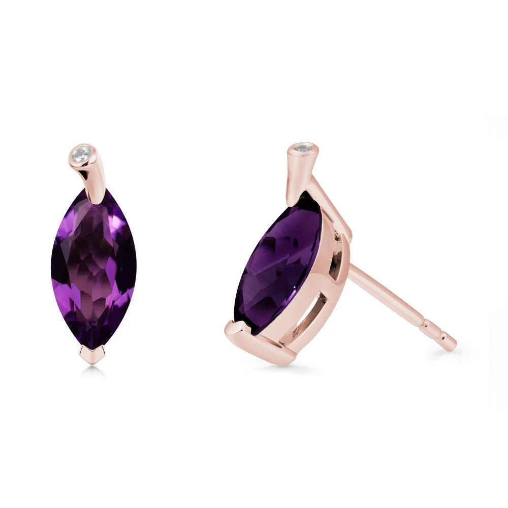 Leaf Inspired Marquise Shaped Amethyst Earrings - Image 5
