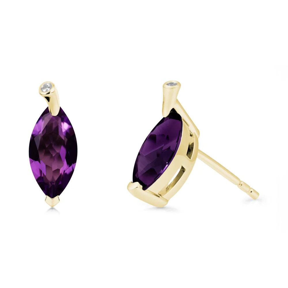 Leaf Inspired Marquise Shaped Amethyst Earrings - Image 7