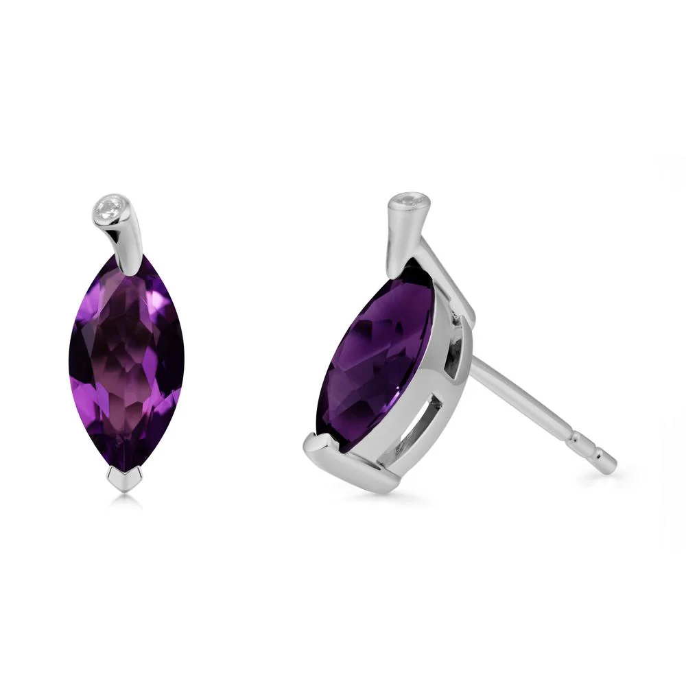 Leaf Inspired Marquise Shaped Amethyst Earrings - Image 9