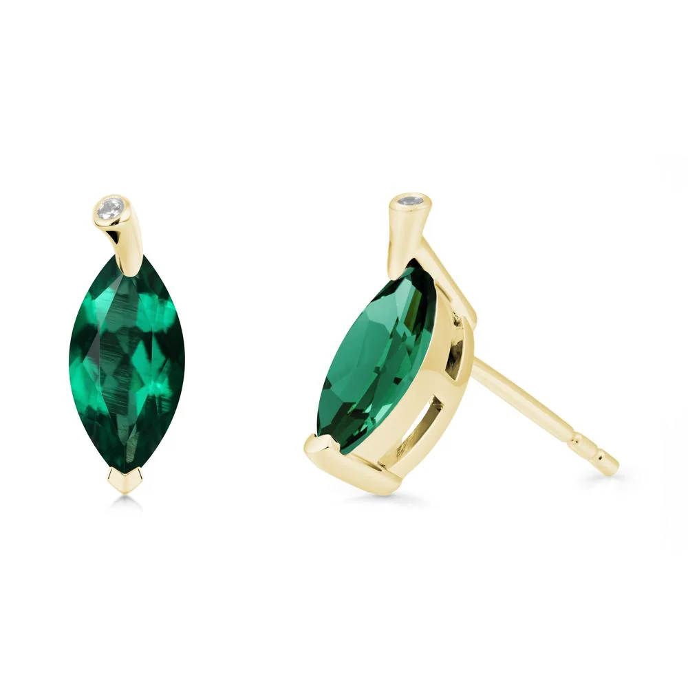 Leaf Inspired Marquise Shaped Emerald Earrings - Image 6