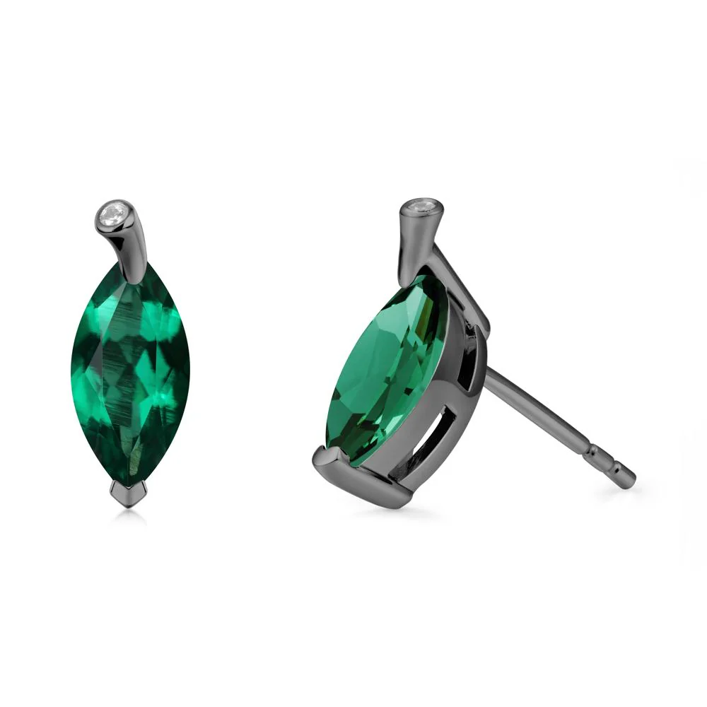 Leaf Inspired Marquise Shaped Emerald Earrings - Image 7