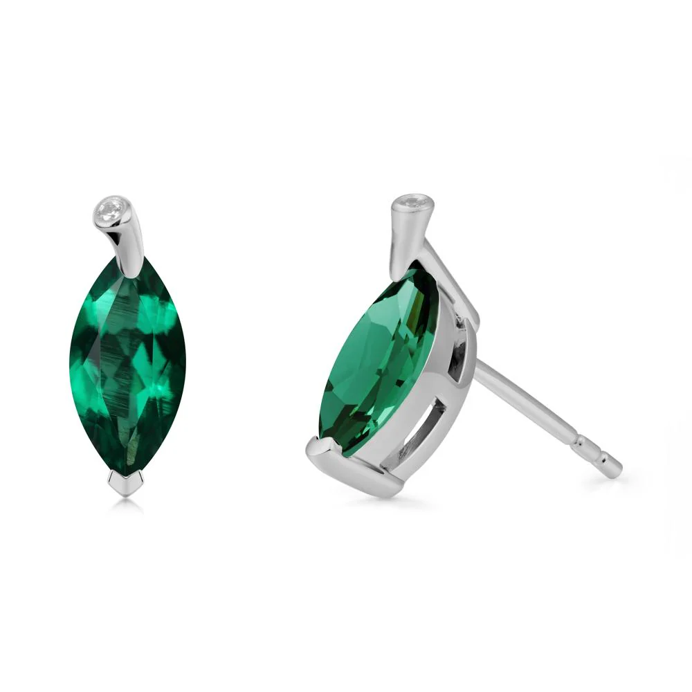 Leaf Inspired Marquise Shaped Emerald Earrings - Image 8