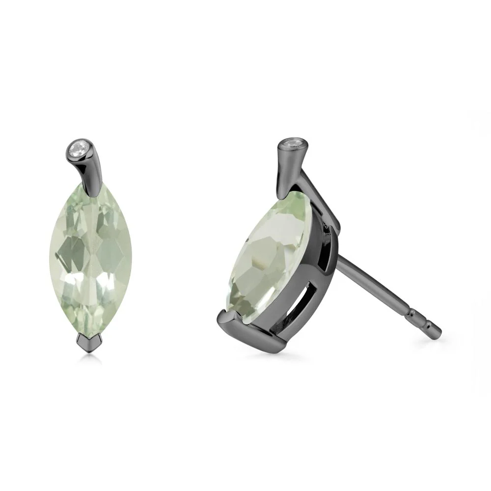 Leaf Inspired Marquise Shaped Green Amethyst Earrings - Image 7