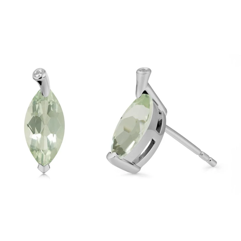 Leaf Inspired Marquise Shaped Green Amethyst Earrings - Image 8