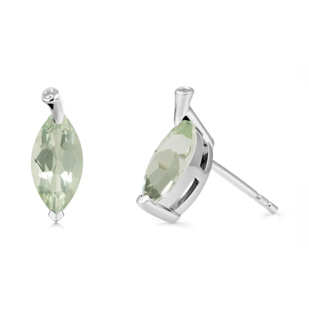 Leaf Inspired Marquise Shaped Green Amethyst Earrings - Image 9
