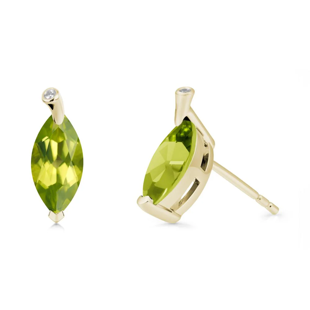 Leaf Inspired Marquise Shaped Peridot Earrings - Image 3