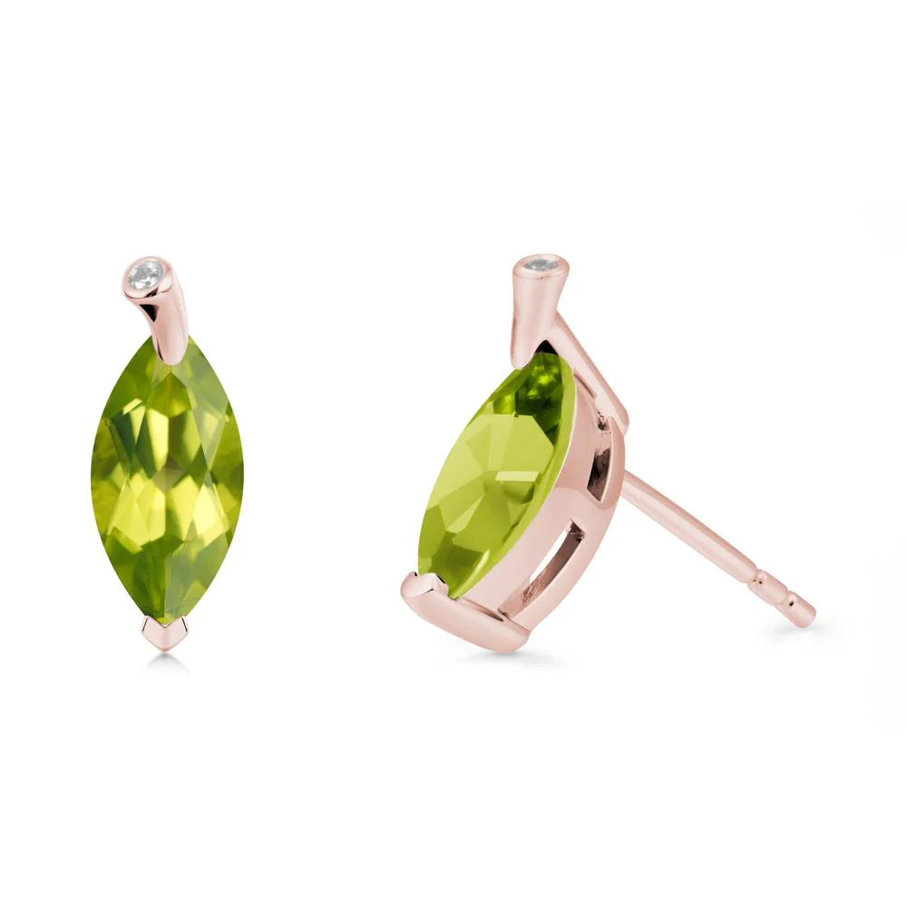 Leaf Inspired Marquise Shaped Peridot Earrings - Image 4