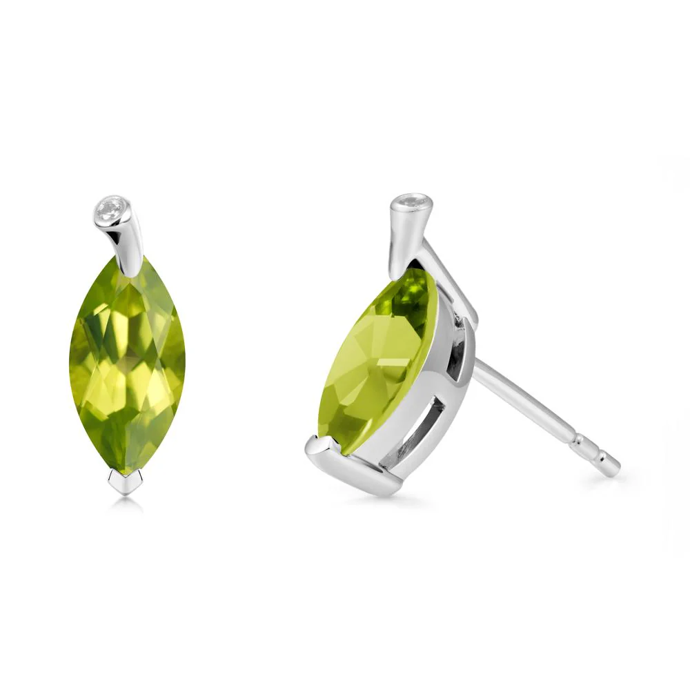 Leaf Inspired Marquise Shaped Peridot Earrings - Image 5