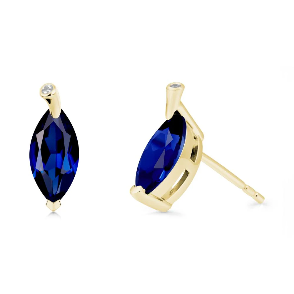 Leaf Inspired Marquise Shaped Sapphire Earrings - Image 6