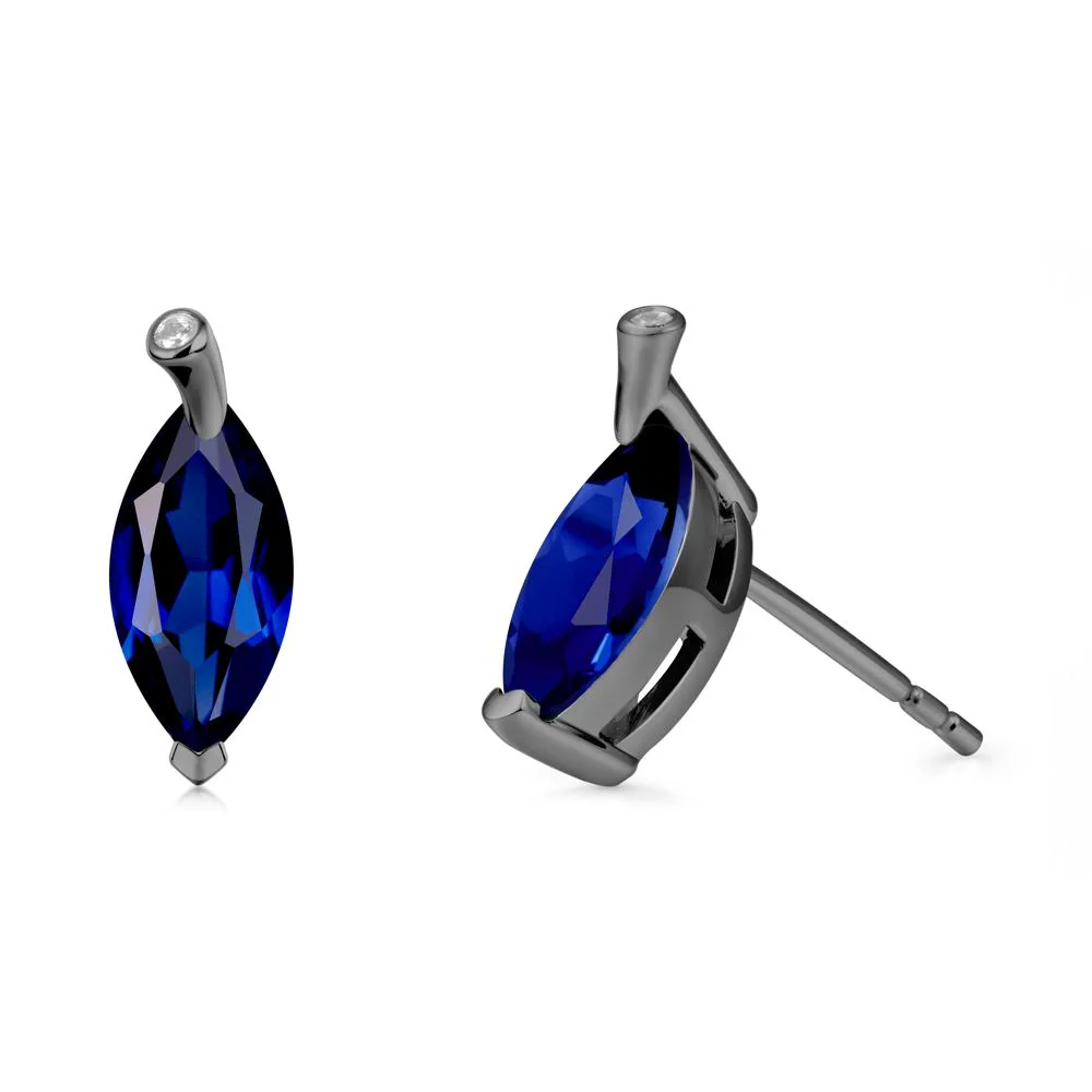 Leaf Inspired Marquise Shaped Sapphire Earrings - Image 7