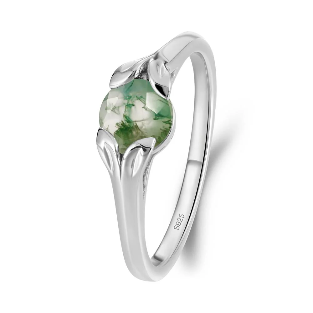 Leaf Inspired Moss Agate Engagement Ring - Image 4