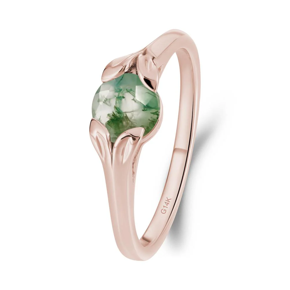 Leaf Inspired Moss Agate Engagement Ring - Image 9