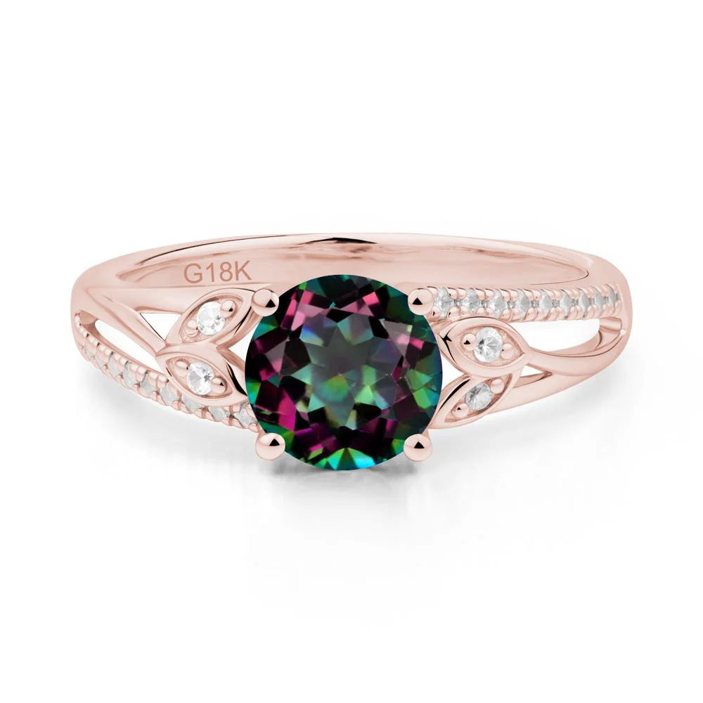 Leaf Inspired Mystic Topaz Engagement Ring - Image 5