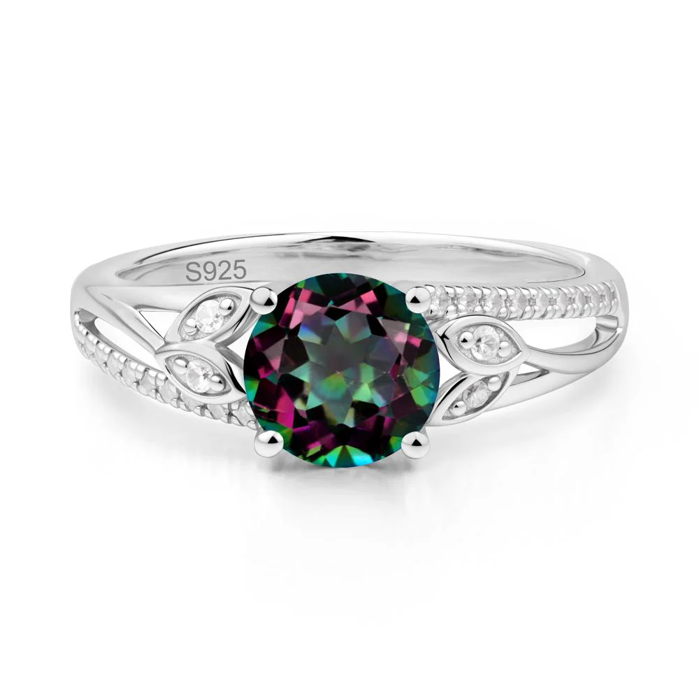 Leaf Inspired Mystic Topaz Engagement Ring - Image 6