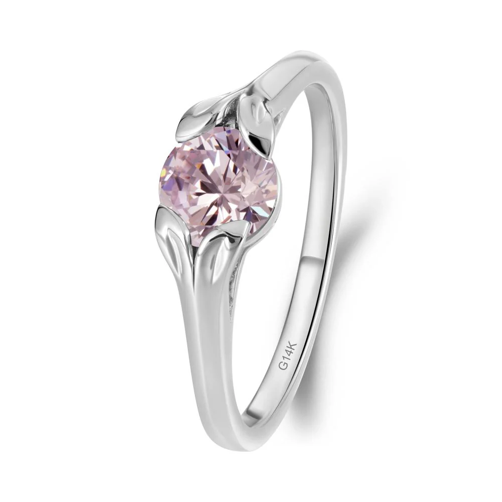 Leaf Inspired Pink Cubic Zirconia Engagement Ring