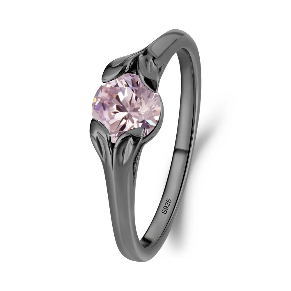 Leaf Inspired Pink Cubic Zirconia Engagement Ring - Image 6