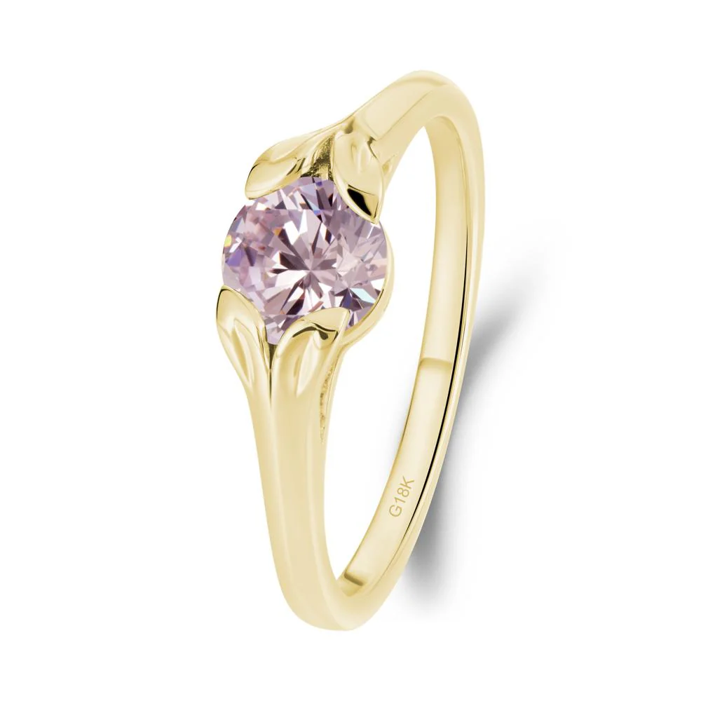 Leaf Inspired Pink Cubic Zirconia Engagement Ring - Image 8