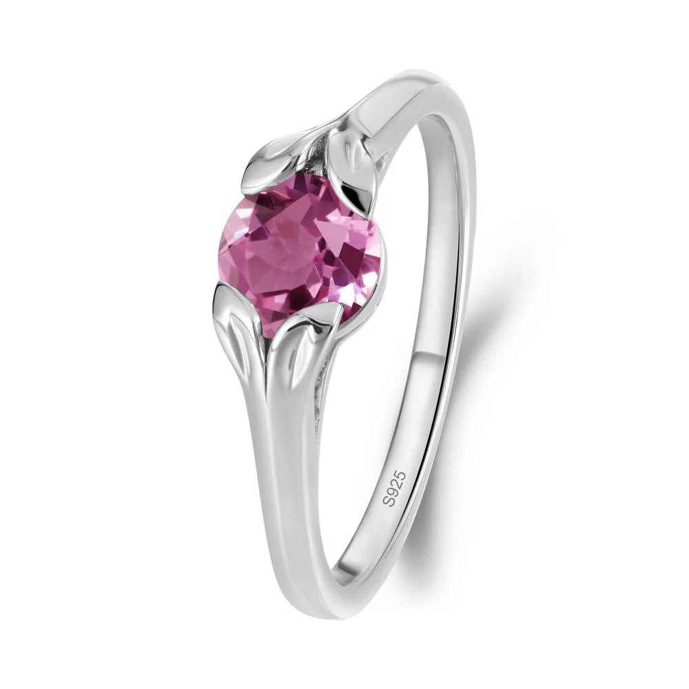 Leaf Inspired Pink Sapphire Engagement Ring - Image 4