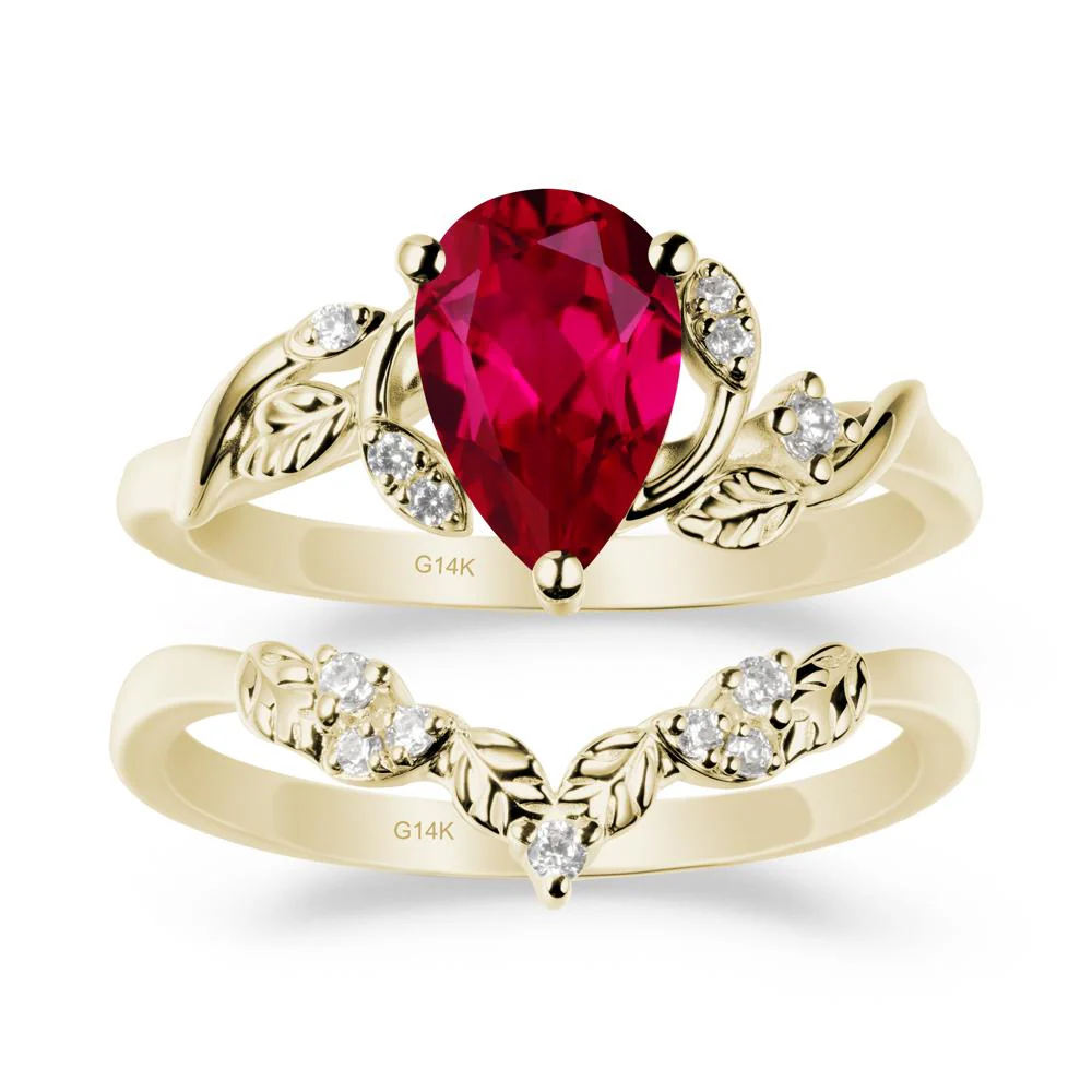 Leaf Inspired Ruby Bridal Set - Image 3