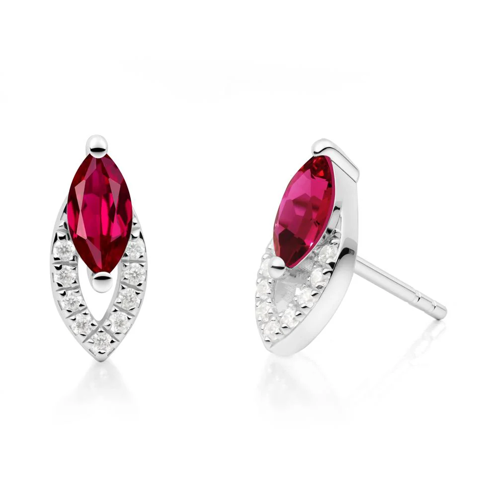 Leaf Inspired Ruby Stud Earrings - Image 5