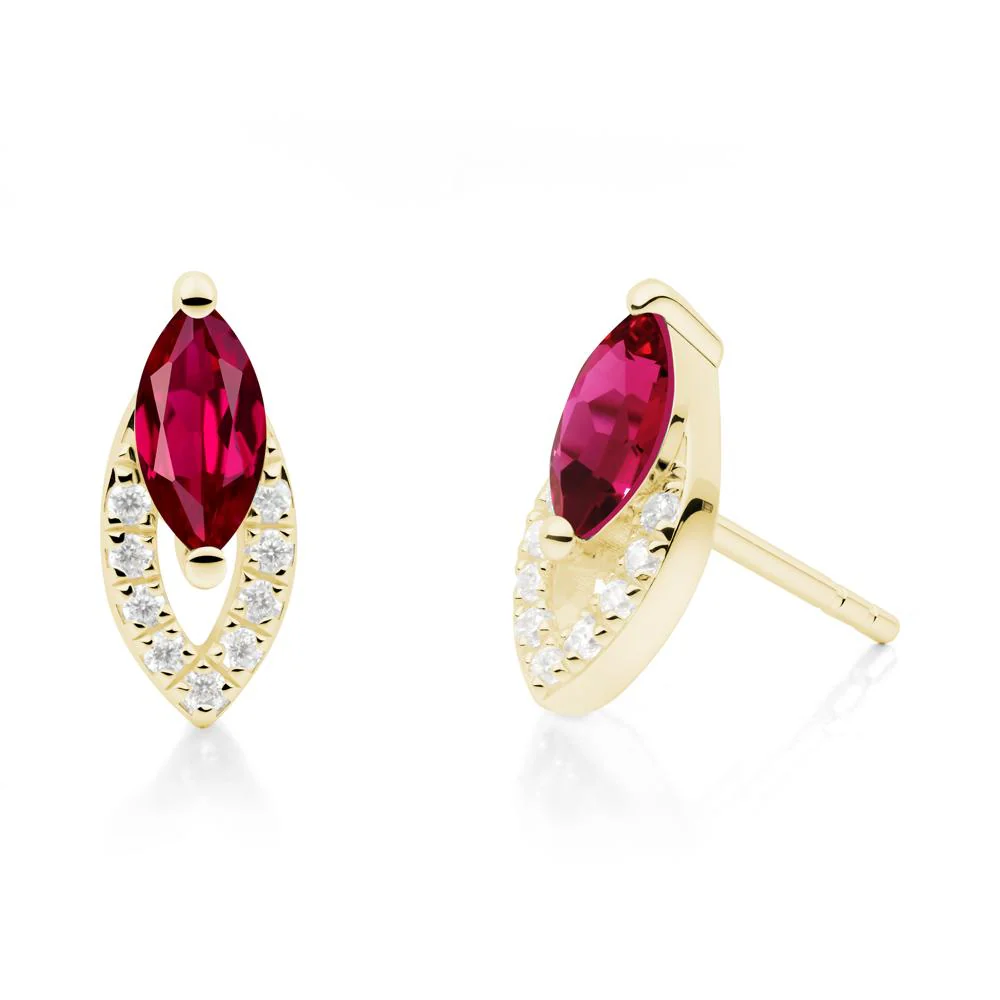 Leaf Inspired Ruby Stud Earrings - Image 6