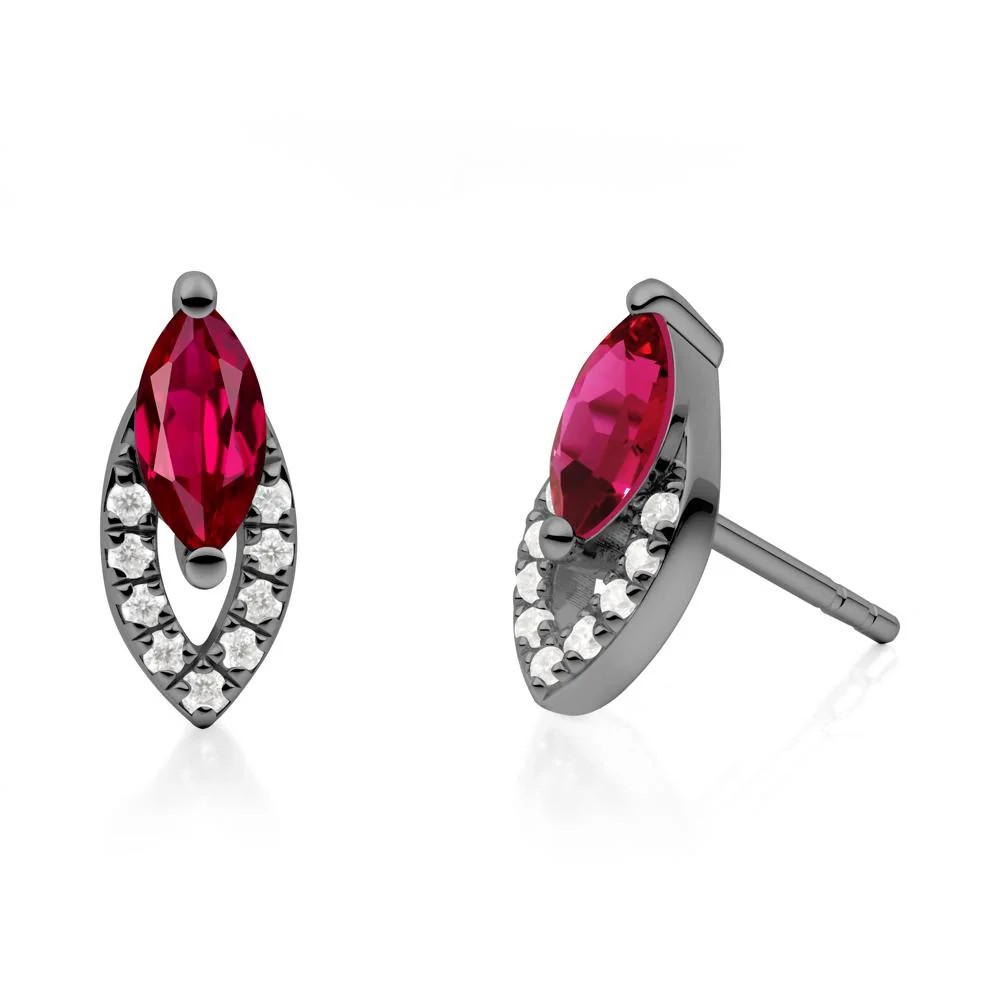 Leaf Inspired Ruby Stud Earrings - Image 7