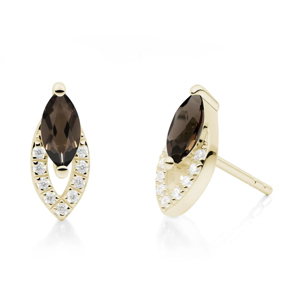 Leaf Inspired Smoky Quartz Stud Earrings - Image 4