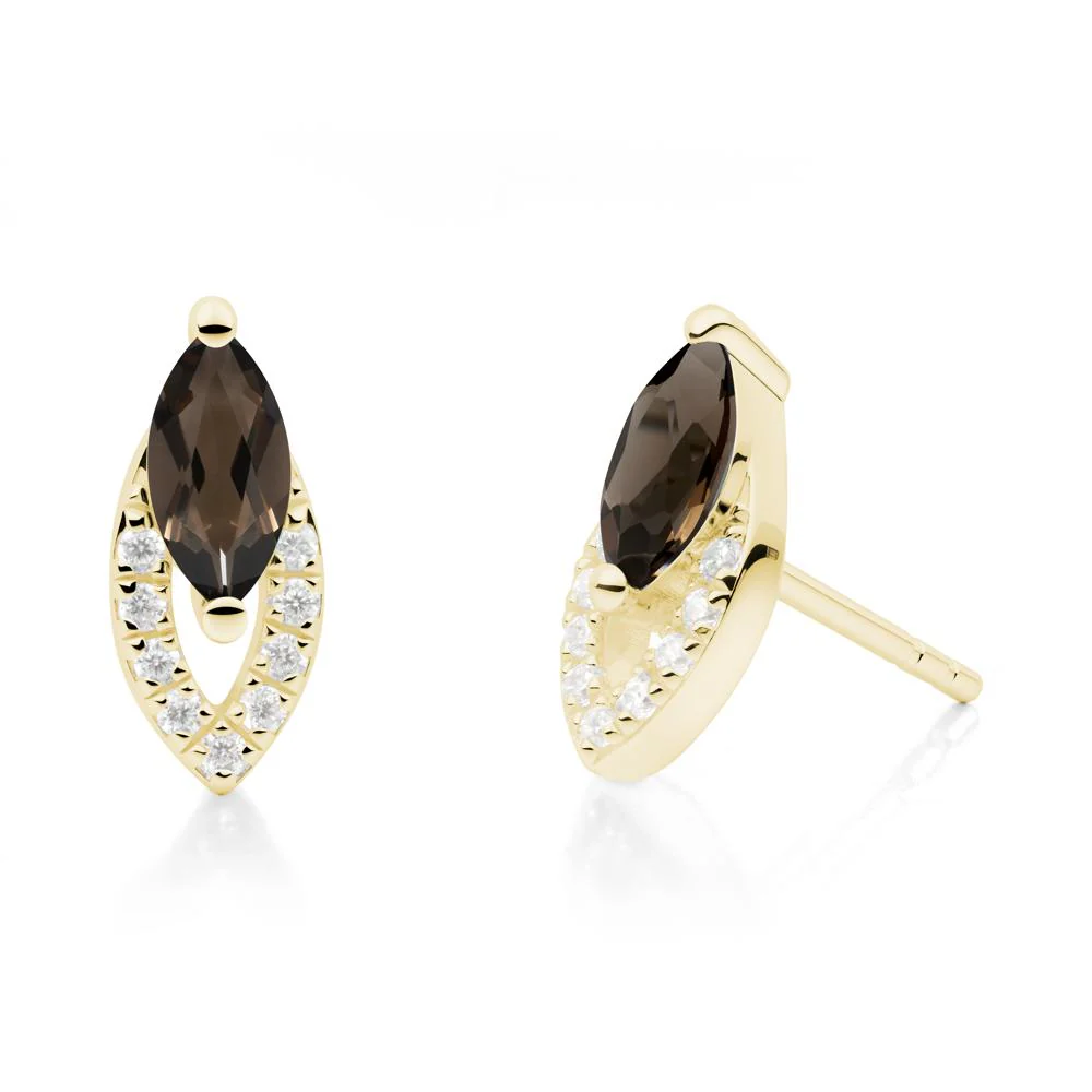 Leaf Inspired Smoky Quartz Stud Earrings - Image 8