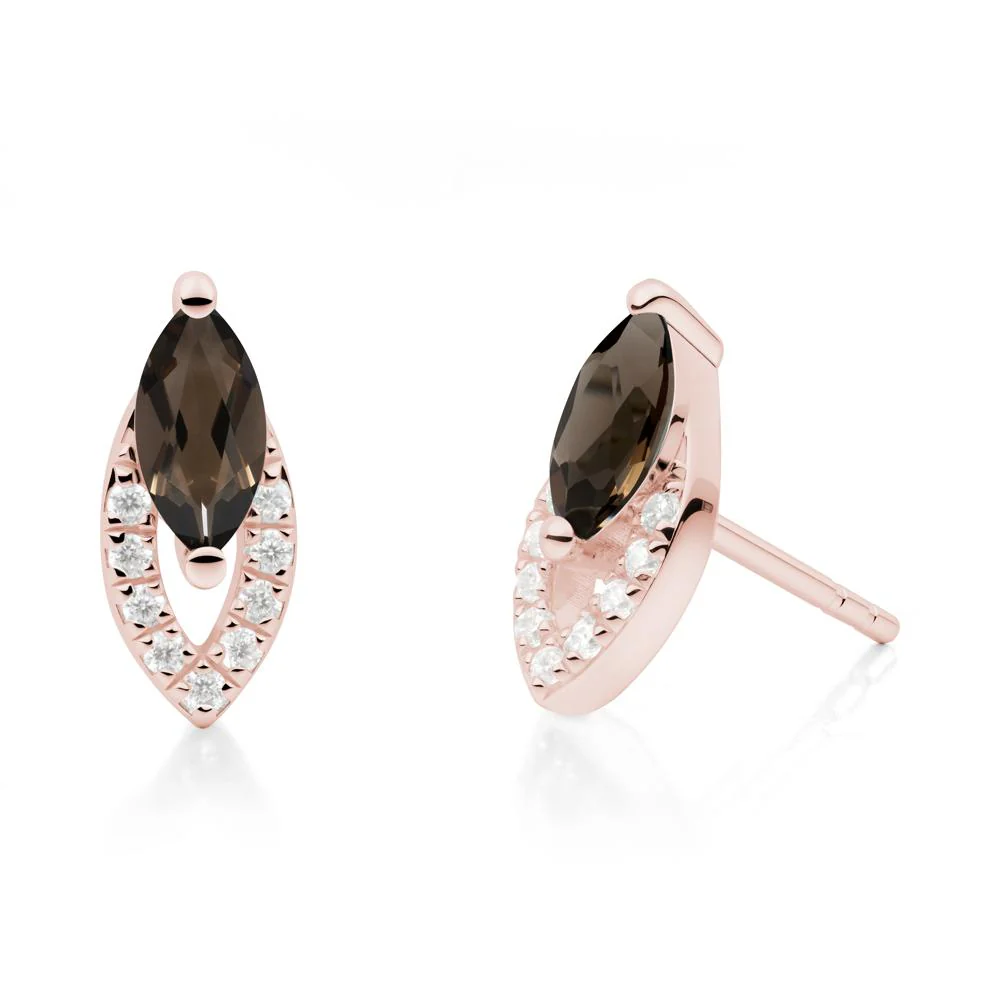 Leaf Inspired Smoky Quartz Stud Earrings - Image 9