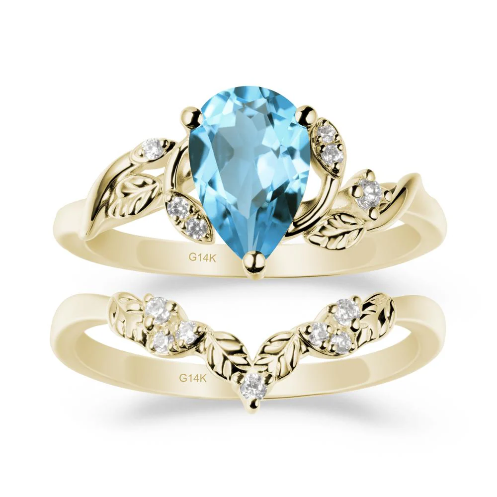 Leaf Inspired Swiss Blue Topaz Bridal Set - Image 3