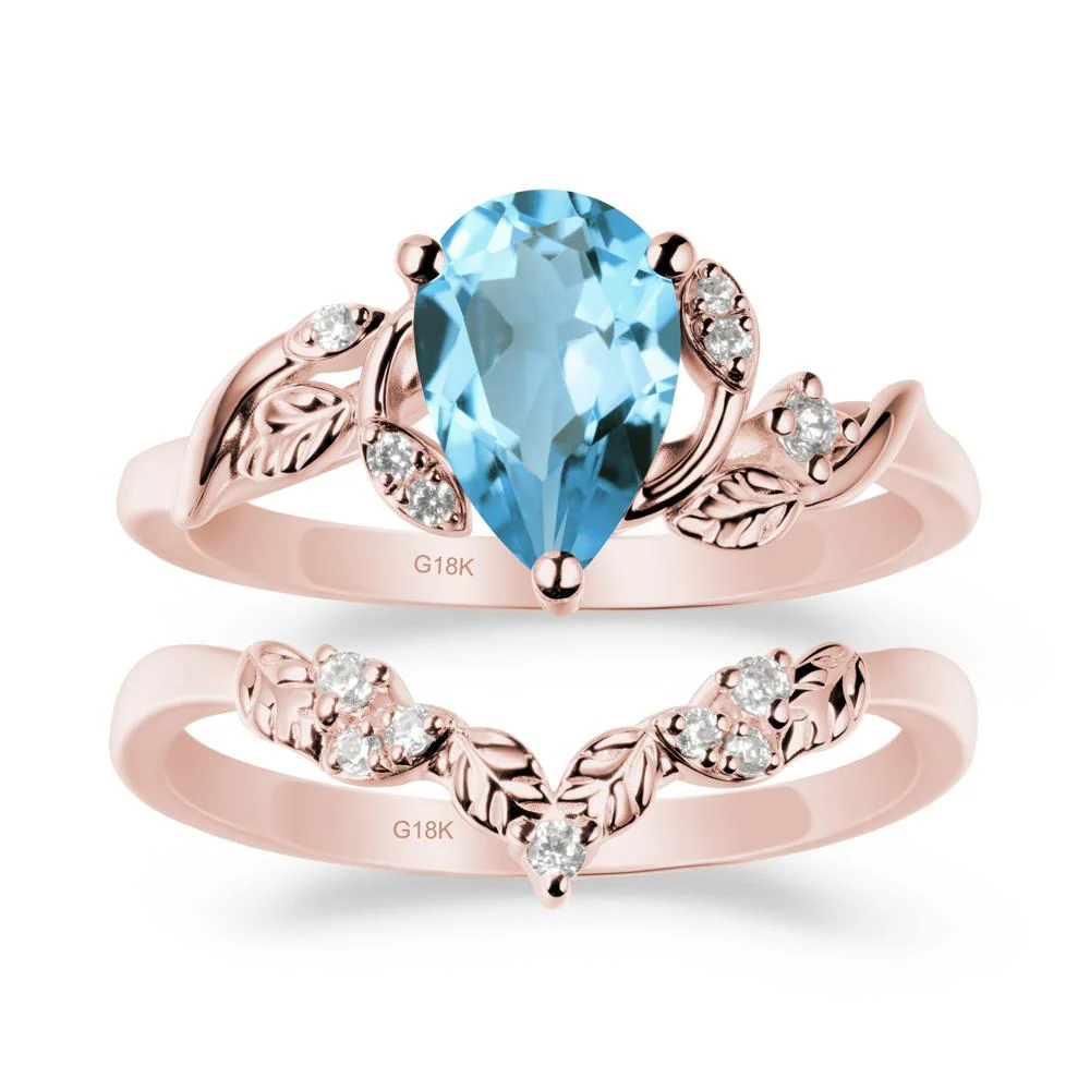 Leaf Inspired Swiss Blue Topaz Bridal Set - Image 4