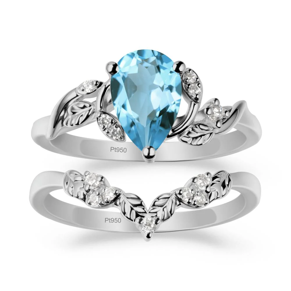 Leaf Inspired Swiss Blue Topaz Bridal Set - Image 8