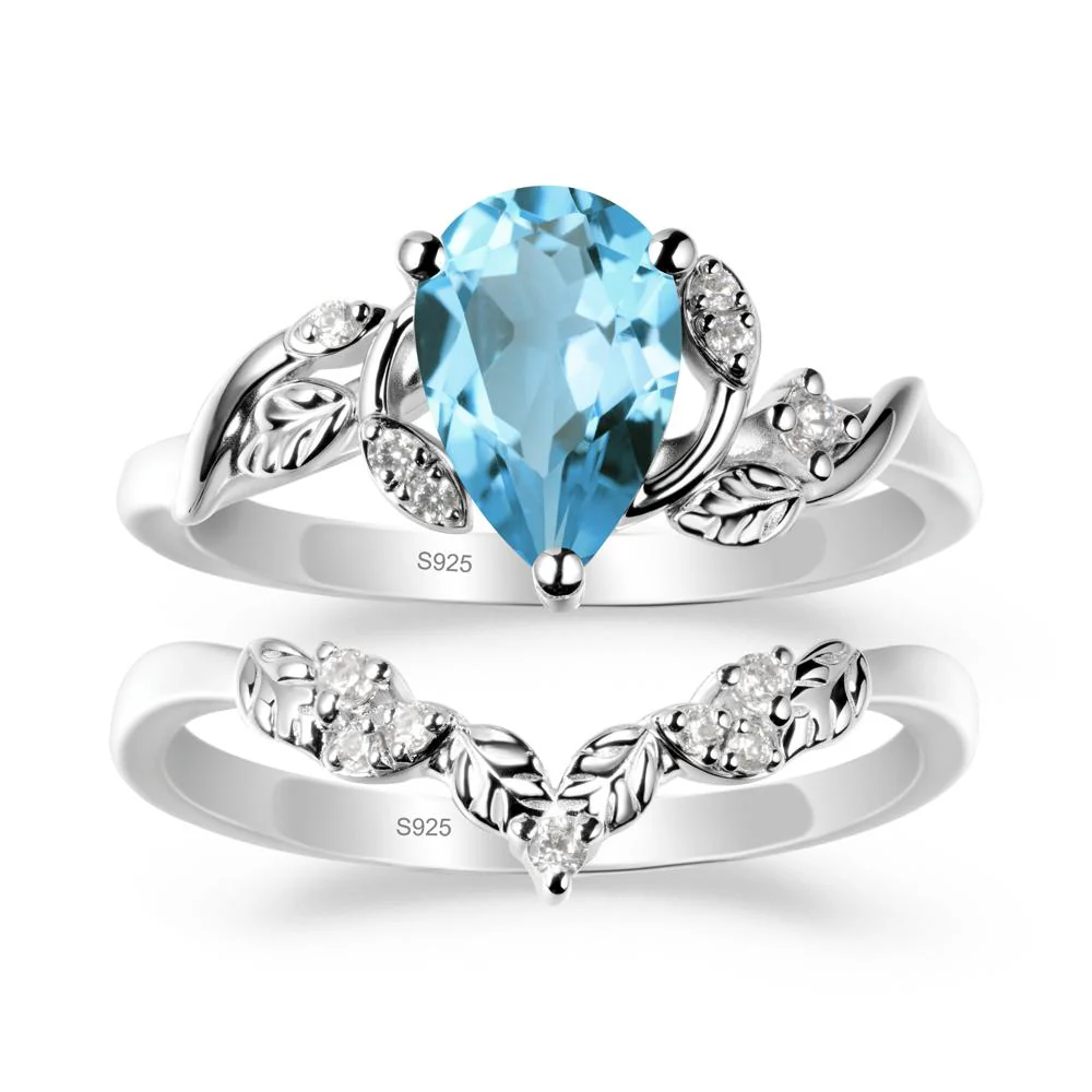Leaf Inspired Swiss Blue Topaz Bridal Set - Image 9