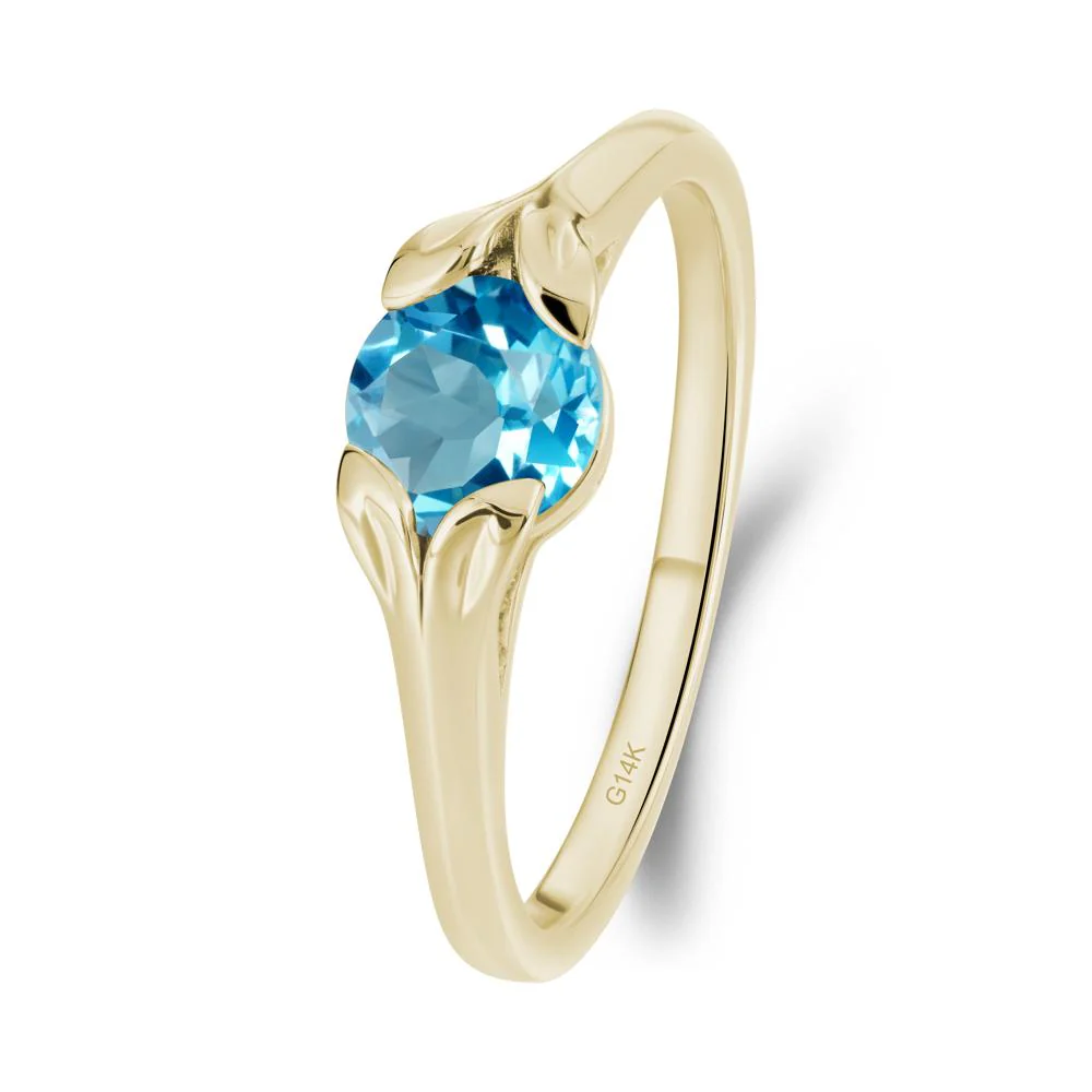Leaf Inspired Swiss Blue Topaz Engagement Ring