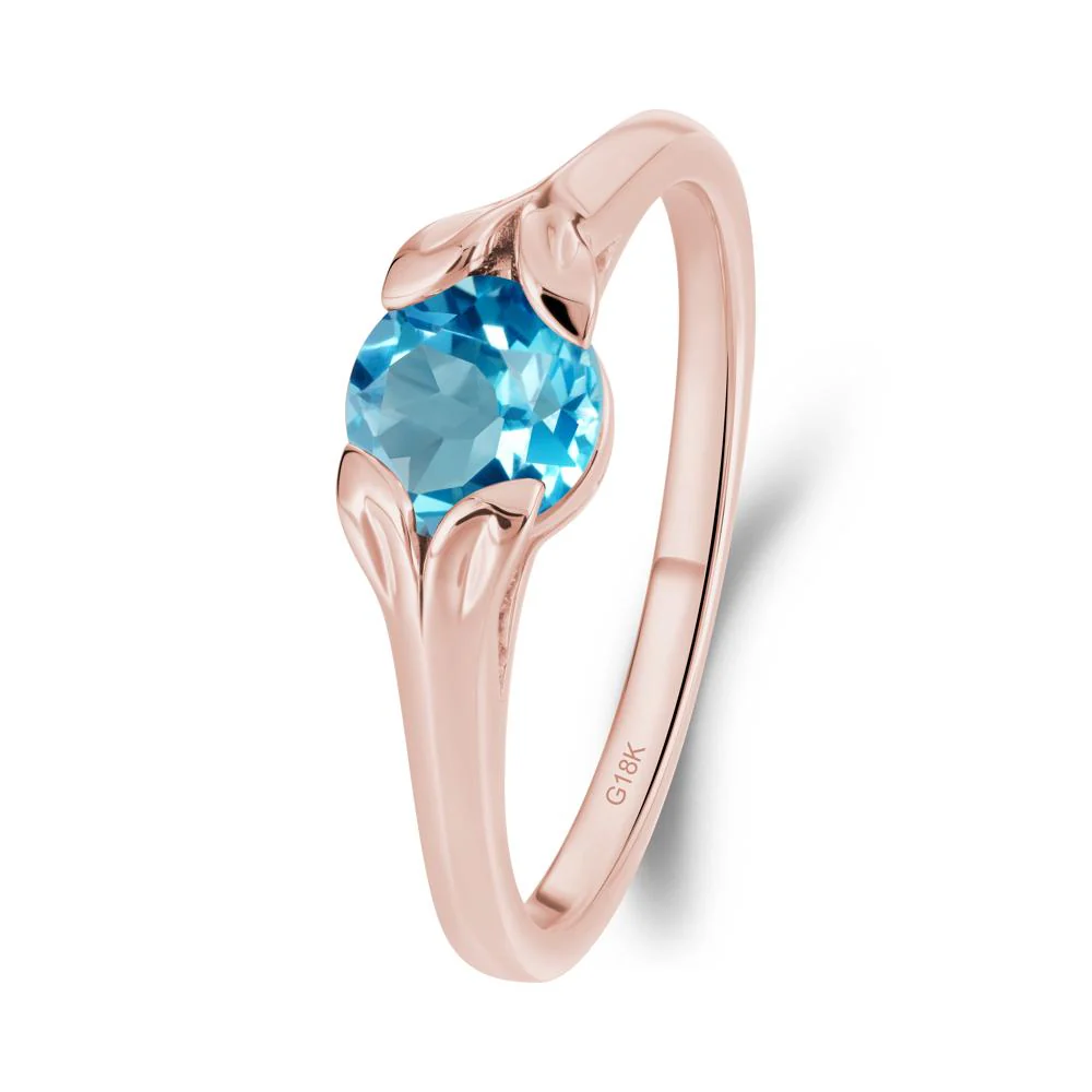 Leaf Inspired Swiss Blue Topaz Engagement Ring - Image 2