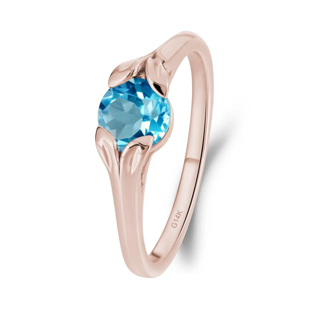 Leaf Inspired Swiss Blue Topaz Engagement Ring - Image 3