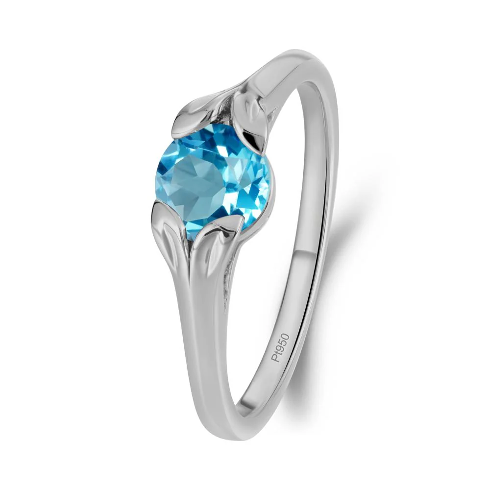 Leaf Inspired Swiss Blue Topaz Engagement Ring - Image 5