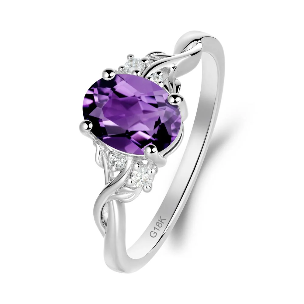 Leaf Inspired Twist Band Amethyst Ring - Image 5