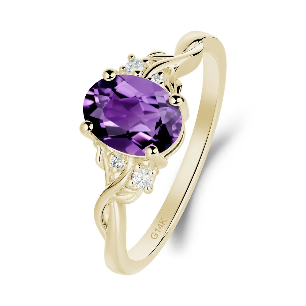 Leaf Inspired Twist Band Amethyst Ring - Image 6