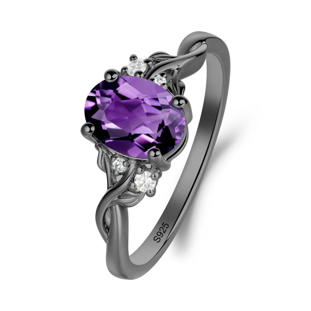 Leaf Inspired Twist Band Amethyst Ring - Image 8